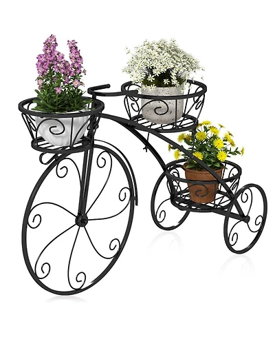 Gouun Metal Tricycle Plant Stand with 3 Hollow Baskets