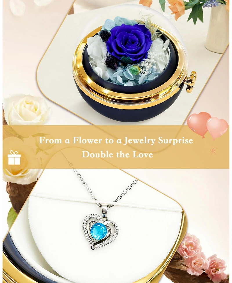 Gnuadz Preserved Real Rose Heart Necklace Couple Mother Gift