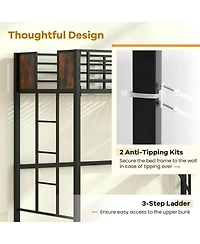 Gymax Twin Loft Bed with Desk Heavy-Duty Metal Bed Frame with Safety Guardrail and Ladder