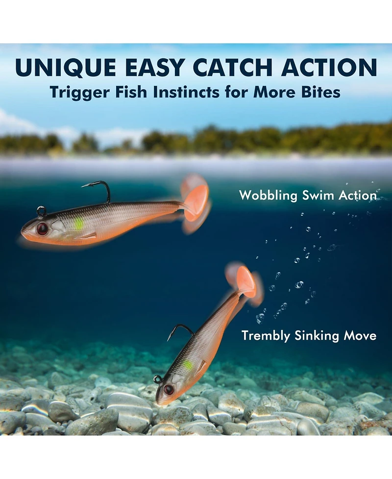 Gnuadz Easy Catch Pre-rigged Soft Swimbaits Vibrating Action Bass Fishing Lures