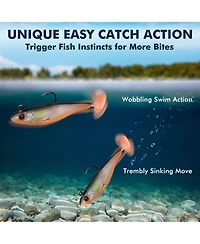 Gnuadz Easy Catch Pre-rigged Soft Swimbaits Vibrating Action Bass Fishing Lures