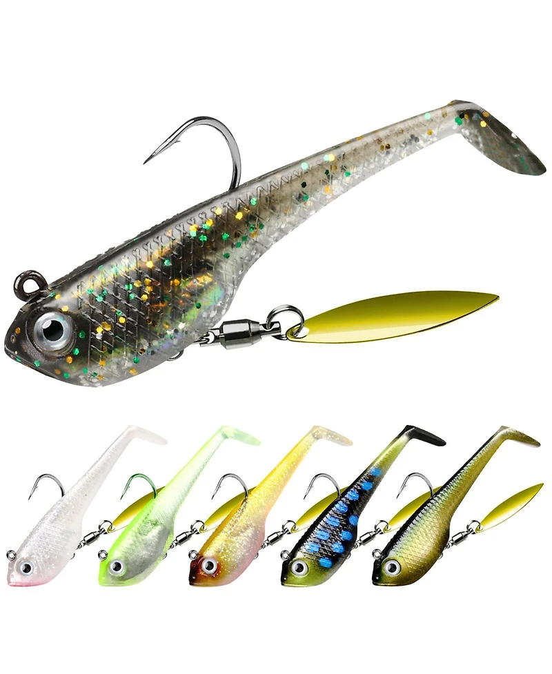 Gnuadz Easy Catch Pre-rigged Soft Swimbaits Vibrating Action Bass Fishing Lures