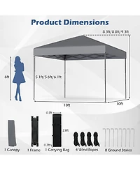 Sugift 10 X 10 Feet Pop up Canopy Tent with Portable Carrying Bag and 8 Stakes