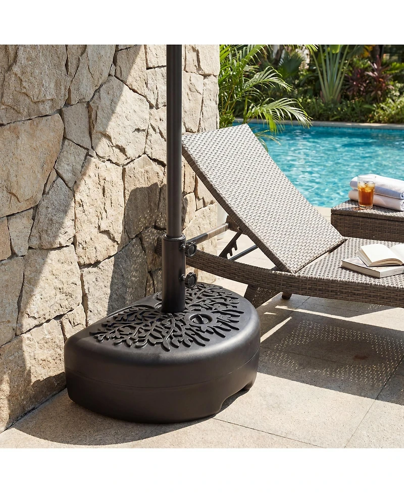 Sugift 55 Lbs Half Round Patio Umbrella Base for Deck Lawn Poolside