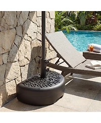 Sugift 55 Lbs Half Round Patio Umbrella Base for Deck Lawn Poolside