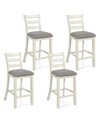 Gymax Bar Stools Set of 4 Upholstered Counter Height Barstools with Padded Seat Footrest