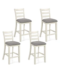Gymax Bar Stools Set of 4 Upholstered Counter Height Barstools with Padded Seat Footrest