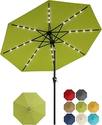 gaomon 10FT Outdoor Table Solar Patio Umbrella with 32 Led Lights, Uv Protection for Pool, Deck.