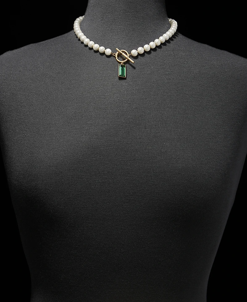 Lauren Ralph Lauren Baguette Stone & Imitation Pearl 16" Pendant Necklace