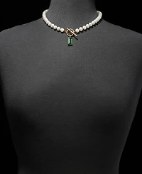 Lauren Ralph Lauren Baguette Stone & Imitation Pearl 16" Pendant Necklace
