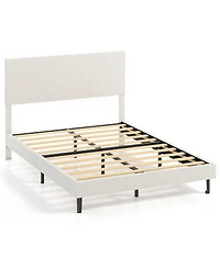 Slickblue Upholstered Velvet Platform Bed with Chevron Headboard