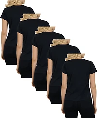 Galaxy By Harvic Women's Relaxed Fit V-Neck Short Sleeve T-Shirt-5 Pack