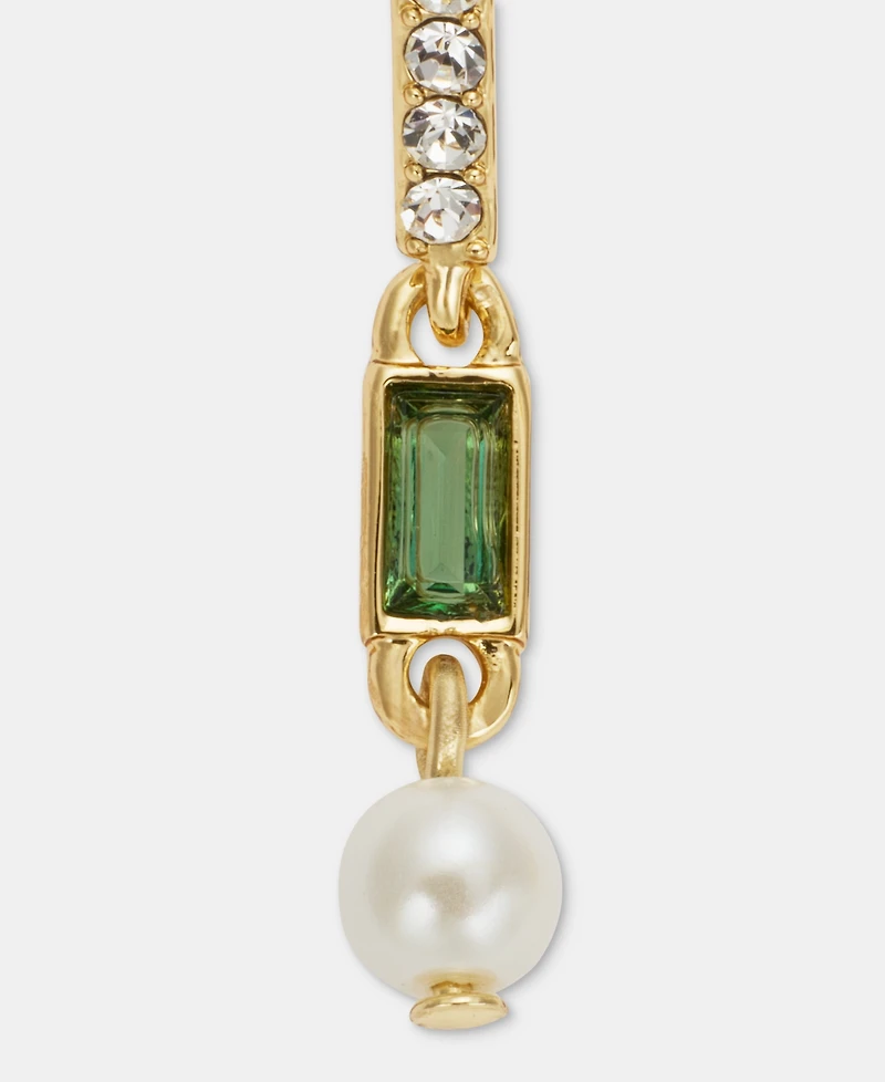 Lauren Ralph Lauren Pave, Baguette Stone & Imitation Pearl Threader Earrings