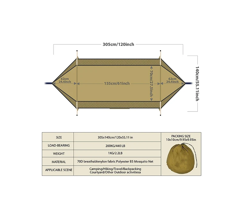 Naturehike 3 in 1 ultralight hammock with mosquito net and sun shelter, 200 kg load capacity perfect for camping and hiking.