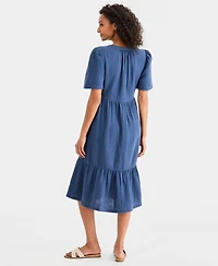 Style & Co Women's Cotton Gauze Tiered Button-Front Midi Dress, Macy's Exclusive