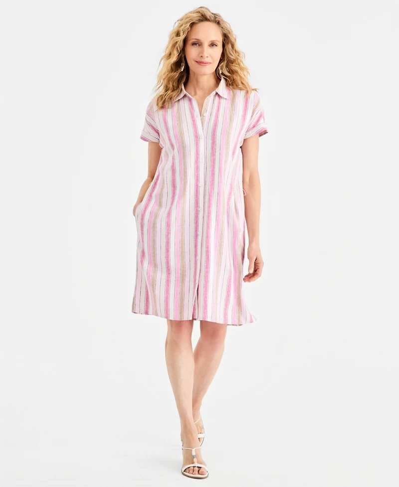 Style & Co Women's Striped Short-Sleeve Shirtdress, Macy's Exclusive
