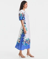I.n.c. International Concepts Women's Short Sleeve Printed Maxi Dress, Macy's Exclusive