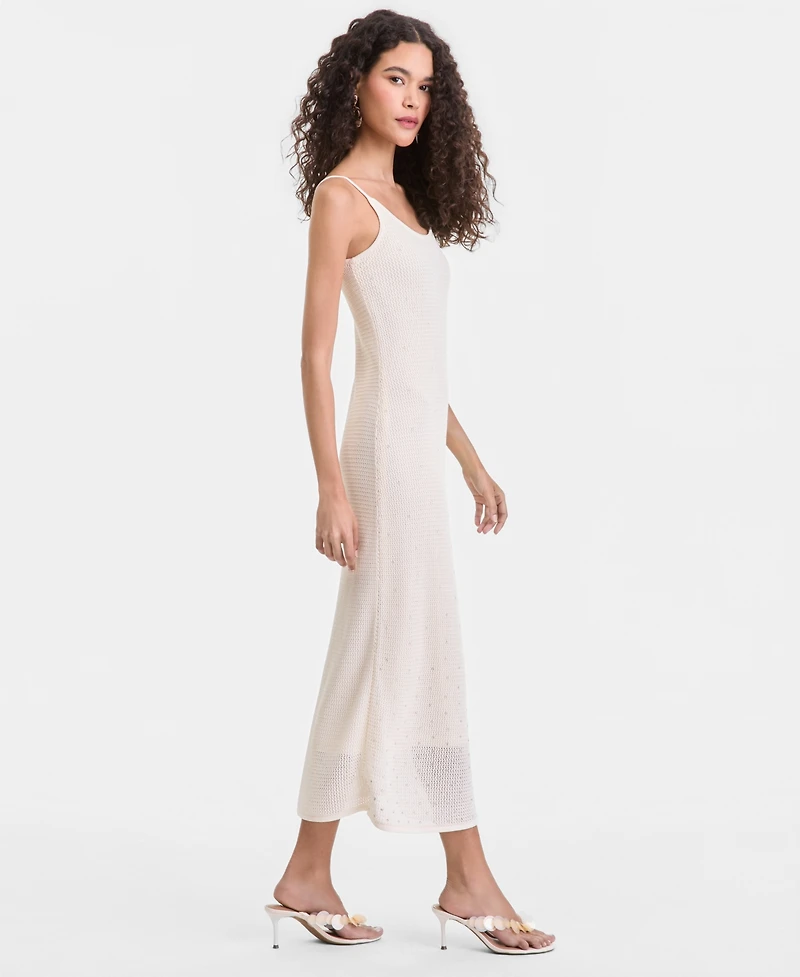 I.n.c. International Concepts Women's Crystal Embellished Cotton Sweater Dress, Macy's Exclusive
