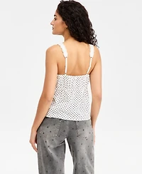 Madden Girl Juniors' Polka-Dot Tie-Front Babydoll Tank Top