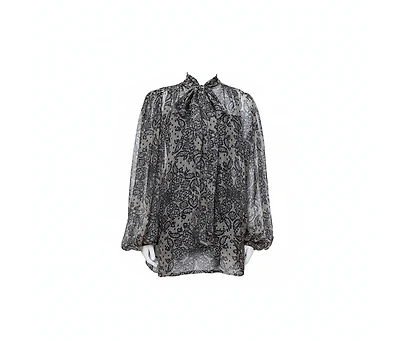 Pre-Owned Dolce and Gabbana Women's Paisley Print Silk Bow Tie Blouse