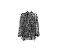 Pre-Owned Dolce and Gabbana Women's Paisley Print Silk Bow Tie Blouse