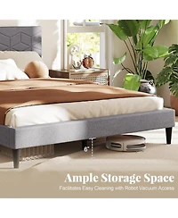 Slickblue Linen Fabric Upholstered Platform Bed Frame