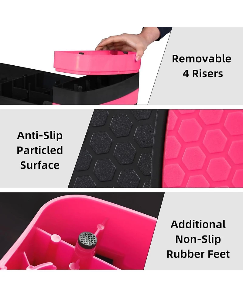 Zeny 31 Aerobic Step Platform Adjustable Exercise Workout Stepper with Stable Risers Stand Up Steppers for Exercise at Home Fitness Equipment