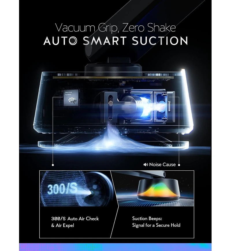 Lisen Electric Suction Car Phone Mount, Magnetic Vacuum Holder with Auto Lock, Adjustable Dashboard and Windshield Mount for iPhone, Samsung