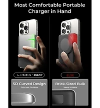 Lisen MagSafe Portable Charger 10000mAh, Ultra Slim Magnetic Wireless Power Bank, 15W Fast Charging Battery Pack for iPhone 17/16/15/14/13
