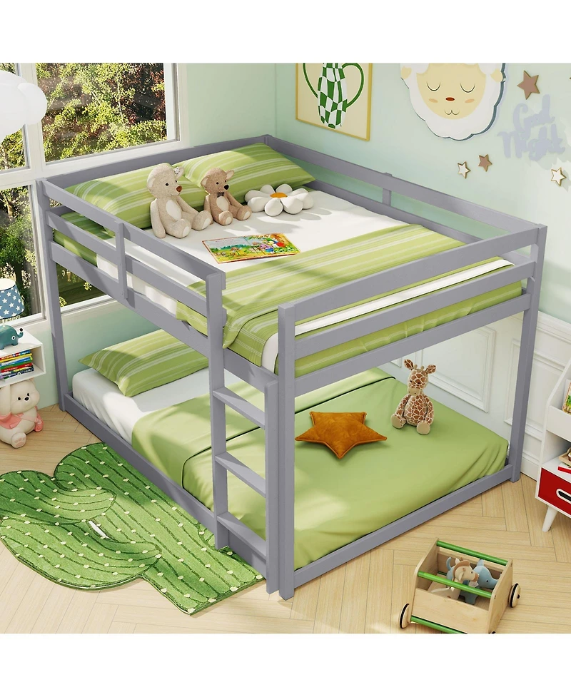 Slickblue Low to Ground Full Over Bunk Bed for Small Spaces Kids Bedroom