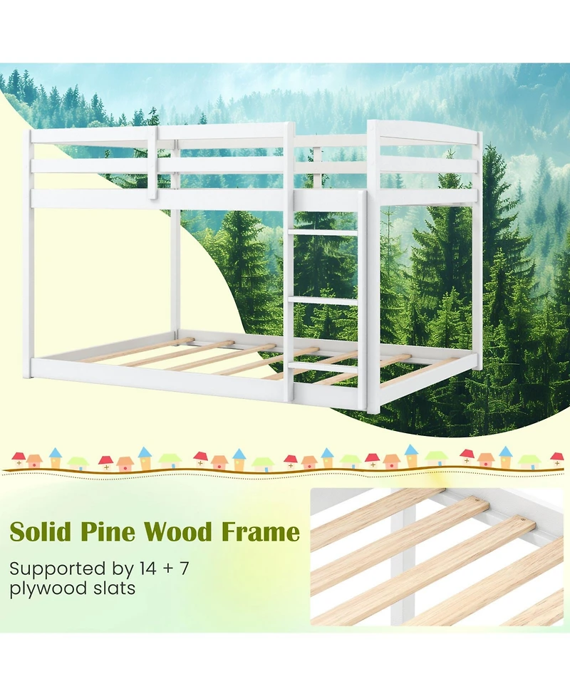 Slickblue Low to Ground Full Over Bunk Bed for Small Spaces Kids Bedroom