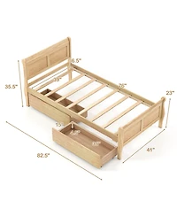 Slickblue Wood Sleigh Bed with Storage Drawers, Platform Frame Underbed