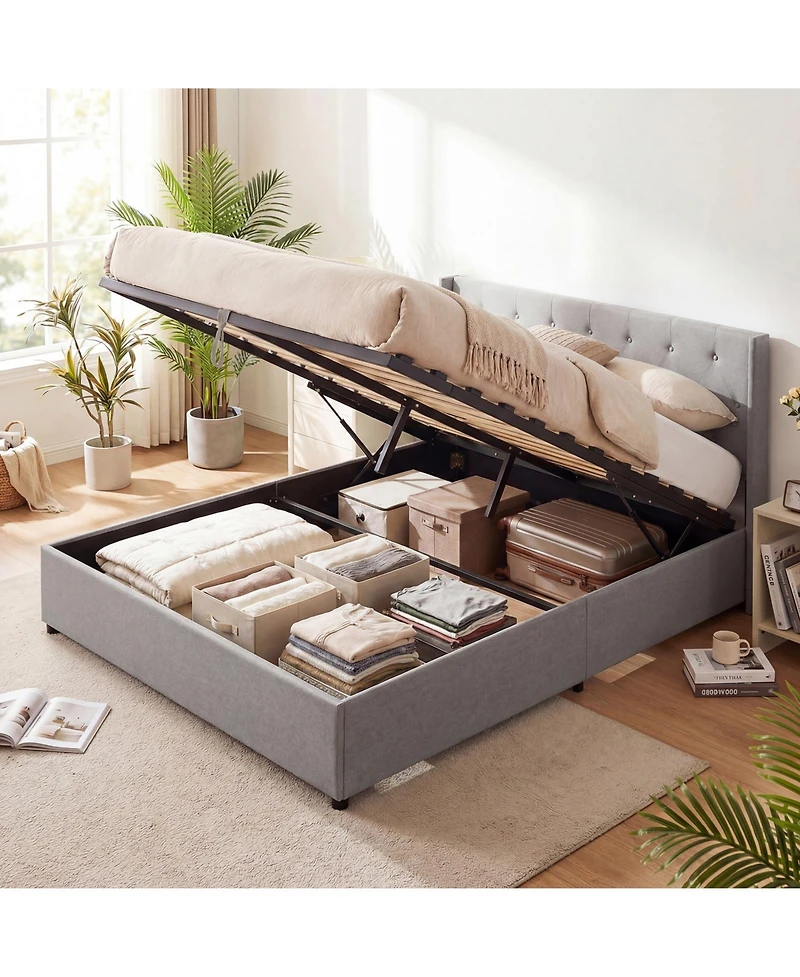 Slickblue Modern Queen Storage Bed with Lift Up Platform Design