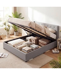 Slickblue Modern Queen Storage Bed with Lift Up Platform Design