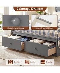 Slickblue Wooden Full Bed Frame with Storage Drawers Platform Design