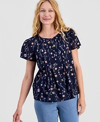 Style & Co Petite Cotton Flutter-Sleeve Top, Macy's Exclusive