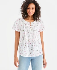 Style & Co Petite Cotton Flutter-Sleeve Top, Macy's Exclusive