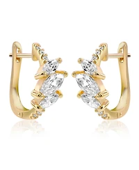 Suzy Levian New York Sterling Silver Marquise Cut Cubic Zirconia Huggie Hoop Earrings