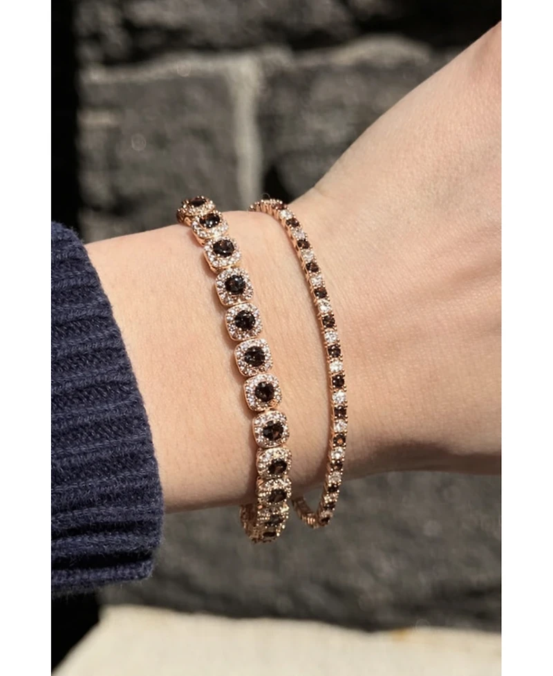 Suzy Levian New York Sterling Silver Cubic Zirconia Alternating Tennis Bracelet