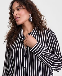 I.n.c. International Concepts Plus Printed Button-Up Top, Macy's Exclusive