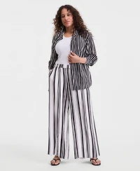 I.n.c. International Concepts Plus Striped High-Rise Wide-Leg Pants, Macy's Exclusive
