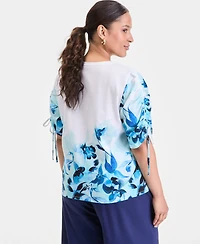 I.n.c. International Concepts Plus Printed Sleeve Tie V-Neck T-Shirt, Macy's Exclusive