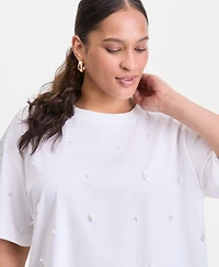 I.n.c. International Concepts Plus Jeweled T-Shirt, Macy's Exclusive