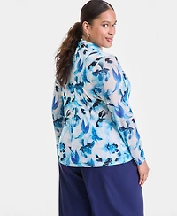 I.n.c. International Concepts Plus Mesh Surplice Top, Macy's Exclusive