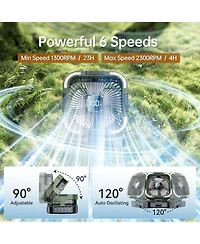 Gnuadz Personal Fan Led Lantern 270 degree(s) Rotation Usb Desk Hook Camping 20000mAh