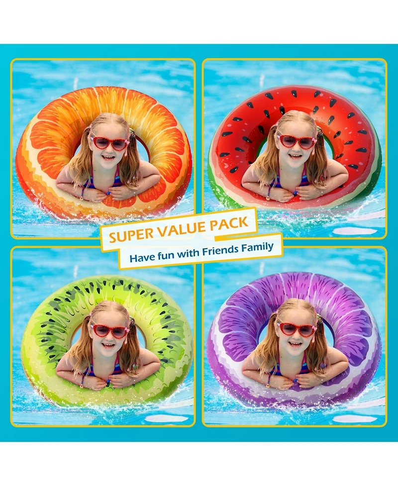 Gnuadz Pack Inflatable Pool Floats Fruit Swim Rings Adults Kids
