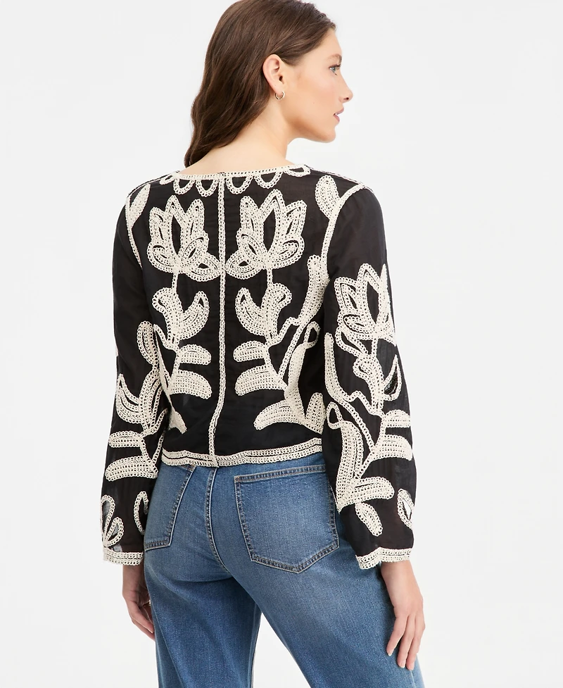 On 34th Women's Cotton Embroidered Cutwork Top, Macy's Exclusive