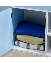 Qaba Bookshelf, Multi-Purpose Kids Toy Storage Organizer for Preschool & Early Reading, Kids Bookcase with Cabinet, Childrens Bookshelf, Book Organize