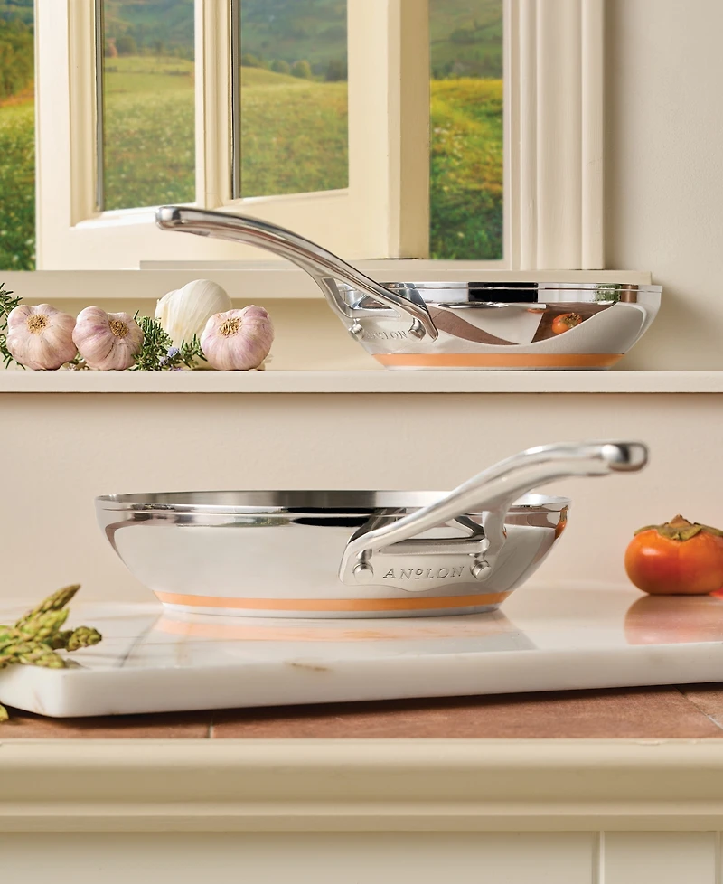 Anolon Nouvelle Copper Stainless Steel 8" & 9.5" French Skillets