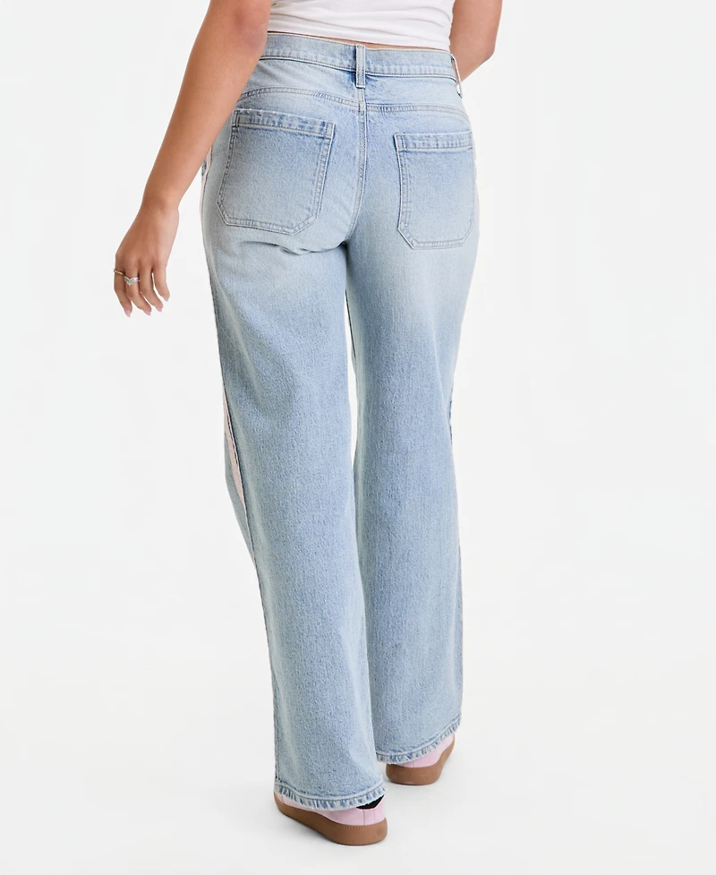 Celebrity Pink Juniors' Side-Striped Wide-Leg Jeans